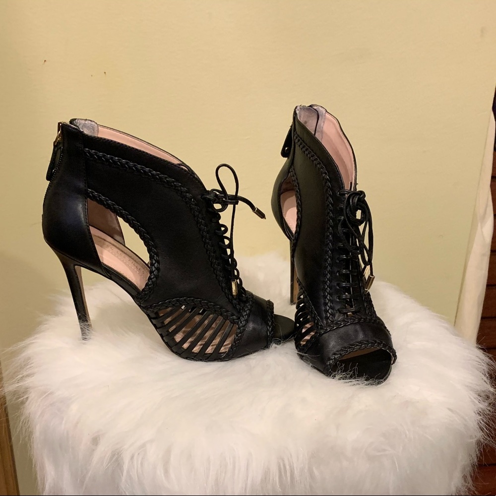 Alec Les Filles Black Lace Up Heels